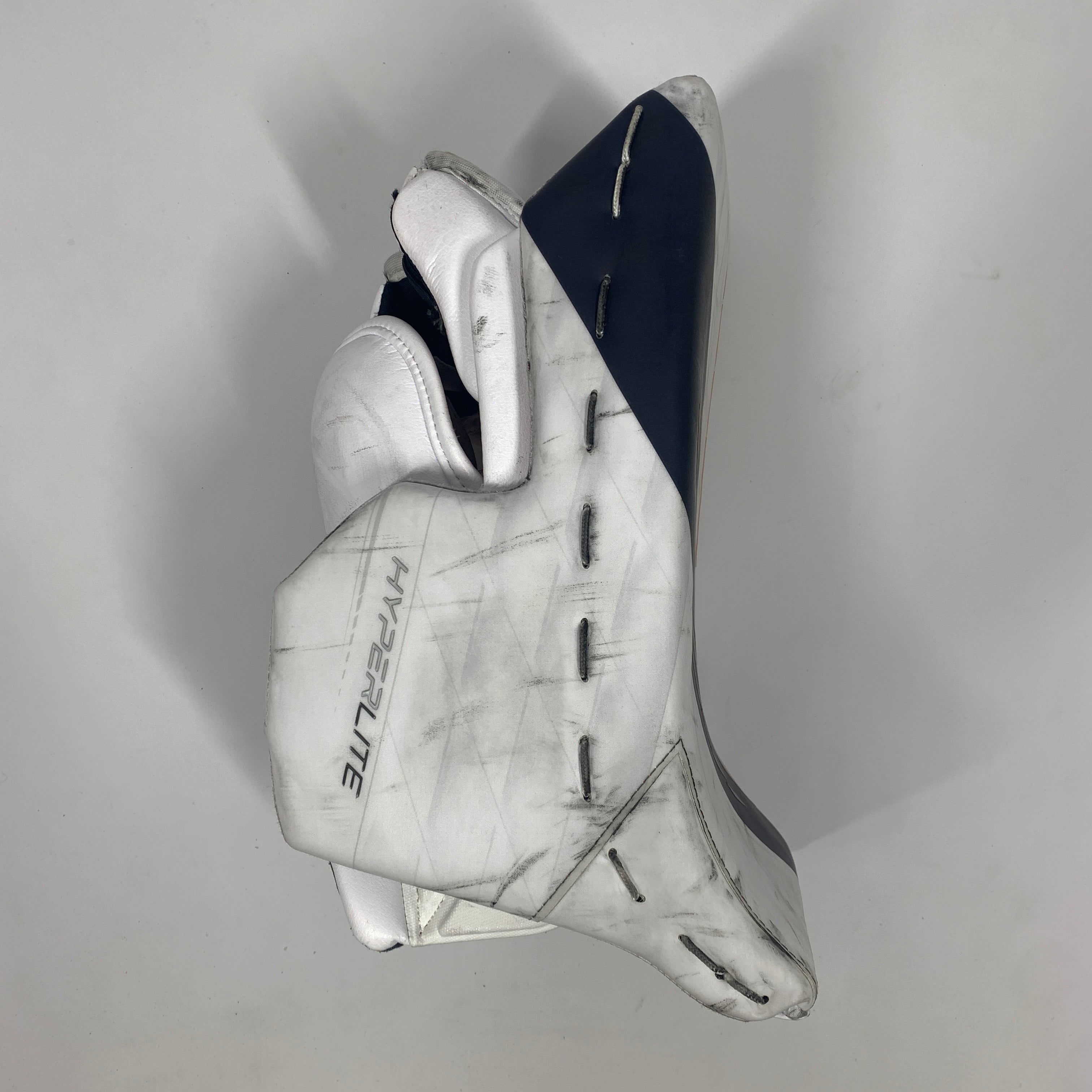 Used Bauer Vapor Hyperlite - Pro Stock Goalie Blocker (White/Orange/Navy)